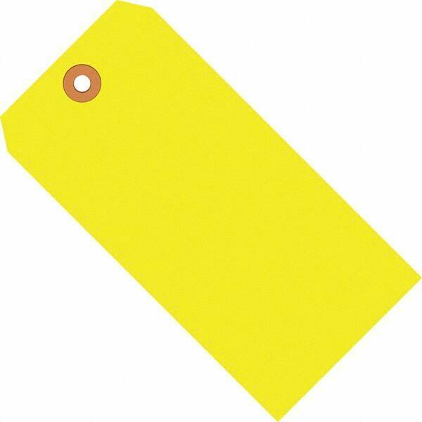 Made in USA - 5-1/4" High x 2-5/8" Long, Safety & Facility Blank Tag - Fluorescent Yellow Cardstock - Exact Tool & Supply