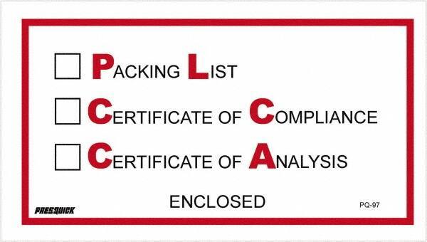 Value Collection - 1,000 Piece, 5-1/2" Long x 10" Wide, Packing List Envelope - Packing List/Certificate of Compliance/Certificate of Analysis Enclosed, Red/Black - Exact Tool & Supply