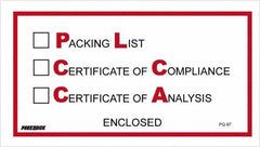 Value Collection - 1,000 Piece, 5-1/2" Long x 10" Wide, Packing List Envelope - Packing List/Certificate of Compliance/Certificate of Analysis Enclosed, Red/Black - Exact Tool & Supply