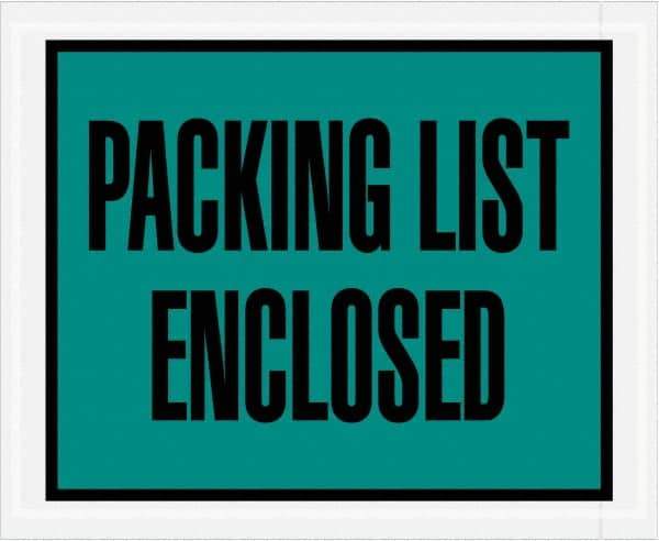 Value Collection - 1,000 Piece, 4-1/2" Long x 5-1/2" Wide, Packing List Envelope - Packing List Enclosed, Green - Exact Tool & Supply