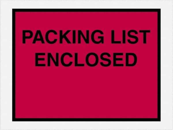 Value Collection - 1,000 Piece, 4-1/2" Long x 6" Wide, Packing List Envelope - Packing List Enclosed, Red - Exact Tool & Supply