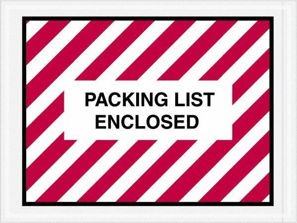 Value Collection - 1,000 Piece, 4-1/2" Long x 6" Wide, Packing List Envelope - Packing List Enclosed, Red/White - Exact Tool & Supply