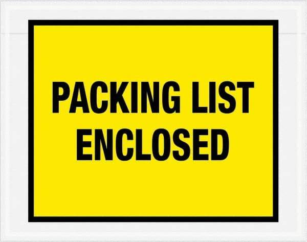Value Collection - 1,000 Piece, 7" Long x 5-1/2" Wide, Packing List Envelope - Packing List Enclosed, Yellow - Exact Tool & Supply