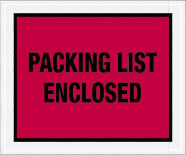Value Collection - 500 Piece, 10" Long x 12" Wide, Packing List Envelope - Packing List Enclosed, Red - Exact Tool & Supply