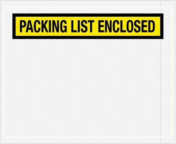 Value Collection - 1,000 Piece, 4-1/2" Long x 5-1/2" Wide, Packing List Envelope - Packing List Enclosed, Yellow - Exact Tool & Supply