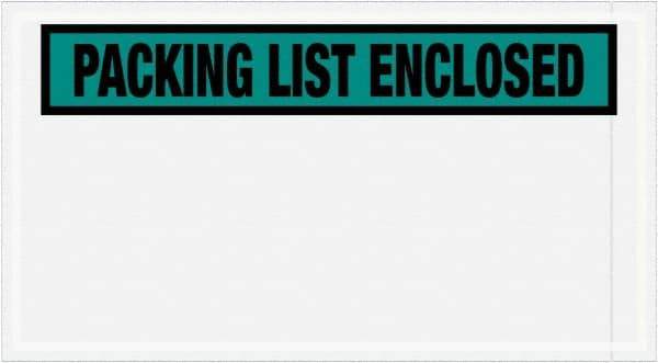 Value Collection - 1,000 Piece, 5-1/2" Long x 10" Wide, Packing List Envelope - Packing List Enclosed, Green - Exact Tool & Supply