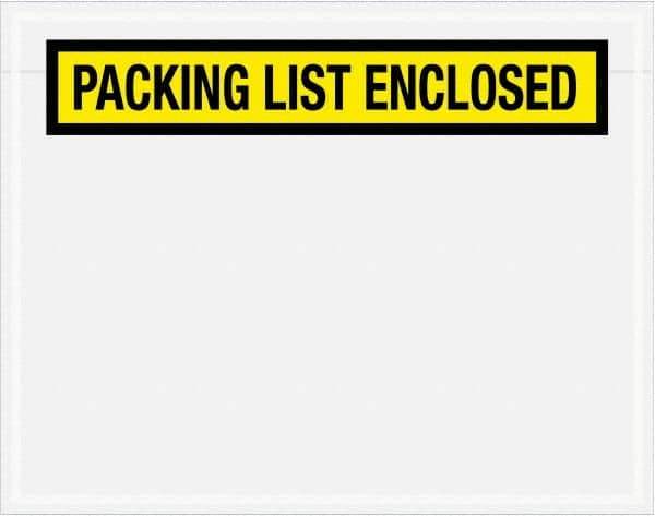 Value Collection - 1,000 Piece, 7" Long x 5-1/2" Wide, Packing List Envelope - Packing List Enclosed, Yellow - Exact Tool & Supply