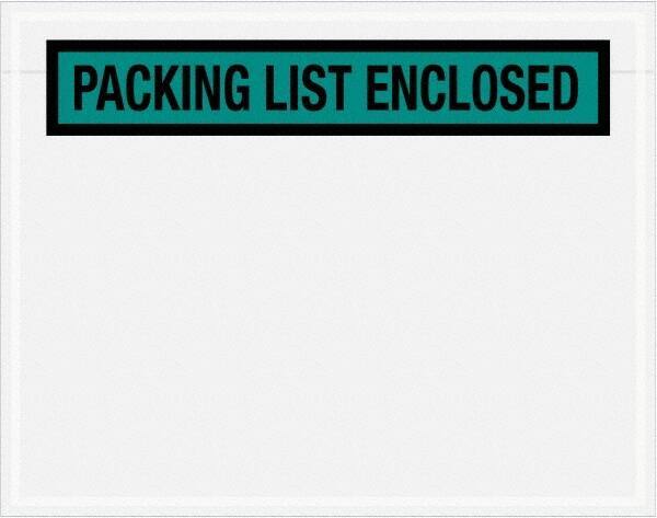 Value Collection - 1,000 Piece, 7" Long x 5-1/2" Wide, Packing List Envelope - Packing List Enclosed, Green - Exact Tool & Supply
