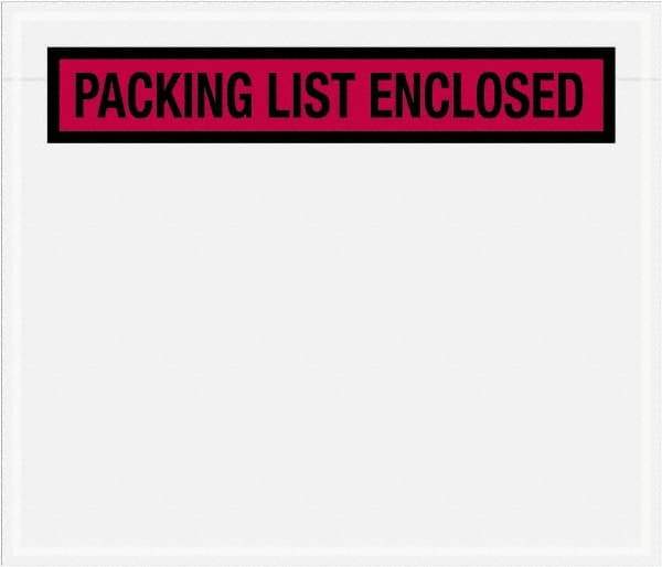 Value Collection - 1,000 Piece, 7" Long x 6" Wide, Packing List Envelope - Packing List Enclosed, Red - Exact Tool & Supply