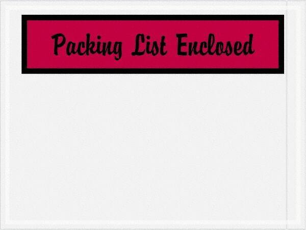 Value Collection - 1,000 Piece, 4-1/2" Long x 6" Wide, Packing List Envelope - Packing List Enclosed, Red - Exact Tool & Supply