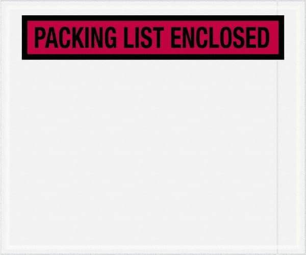 Value Collection - 500 Piece, 10" Long x 12" Wide, Packing List Envelope - Packing List Enclosed, Red - Exact Tool & Supply