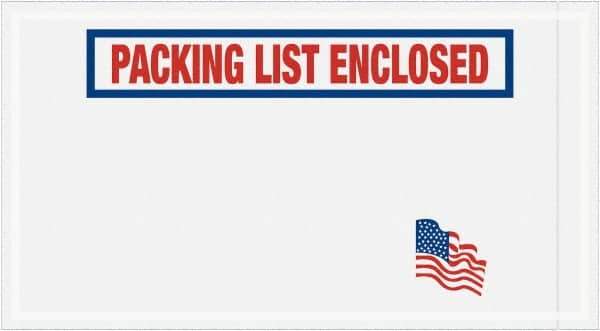 Value Collection - 1,000 Piece, 5-1/2" Long x 10" Wide, Packing List Envelope - Packing List Enclosed, Red, White & Blue - Exact Tool & Supply