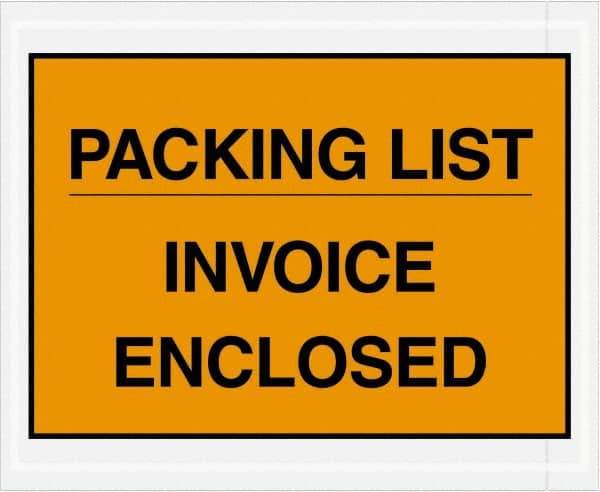 Value Collection - 1,000 Piece, 4-1/2" Long x 5-1/2" Wide, Packing List Envelope - Packing List/Invoice Enclosed, Orange - Exact Tool & Supply
