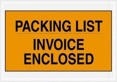 Value Collection - 1,000 Piece, 7" Long x 10" Wide, Packing List Envelope - Packing List/Invoice Enclosed, Orange - Exact Tool & Supply