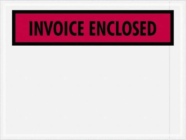 Value Collection - 1,000 Piece, 4-1/2" Long x 6" Wide, Packing List Envelope - Invoice Enclosed, Red - Exact Tool & Supply