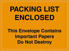 Value Collection - 1,000 Piece, 4-1/2" Long x 6" Wide, Packing List Envelope - Important Papers Enclosed, Orange - Exact Tool & Supply