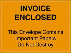 Value Collection - 1,000 Piece, 4-1/2" Long x 6" Wide, Packing List Envelope - Important Papers Enclosed, Orange - Exact Tool & Supply