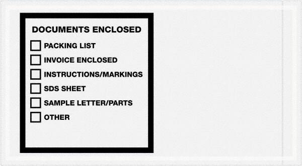 Value Collection - 1,000 Piece, 5-1/2" Long x 10" Wide, Packing List Envelope - Documents Enclosed, Printed & Clear - Exact Tool & Supply