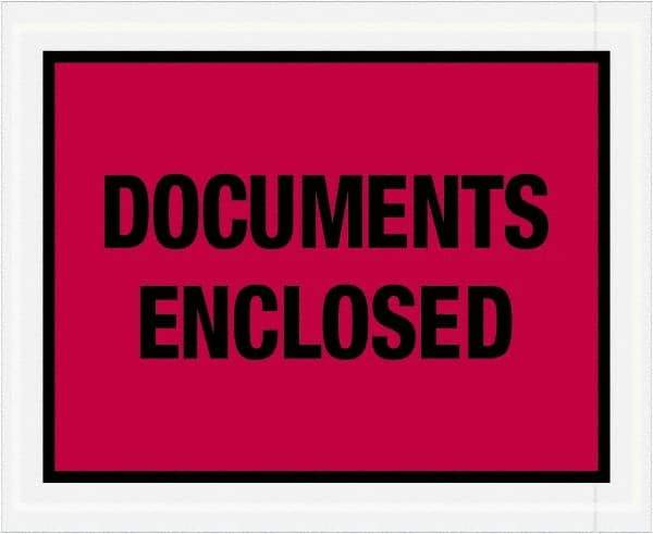 Value Collection - 1,000 Piece, 4-1/2" Long x 5-1/2" Wide, Packing List Envelope - Documents Enclosed, Red - Exact Tool & Supply