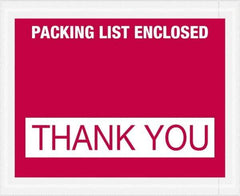 Value Collection - 1,000 Piece, 4-1/2" Long x 5-1/2" Wide, Packing List Envelope - Packing List Enclosed - Thank You, Red - Exact Tool & Supply
