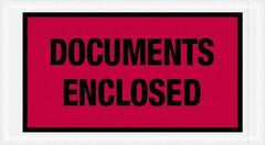 Value Collection - 1,000 Piece, 5-1/2" Long x 10" Wide, Packing List Envelope - Documents Enclosed, Red - Exact Tool & Supply