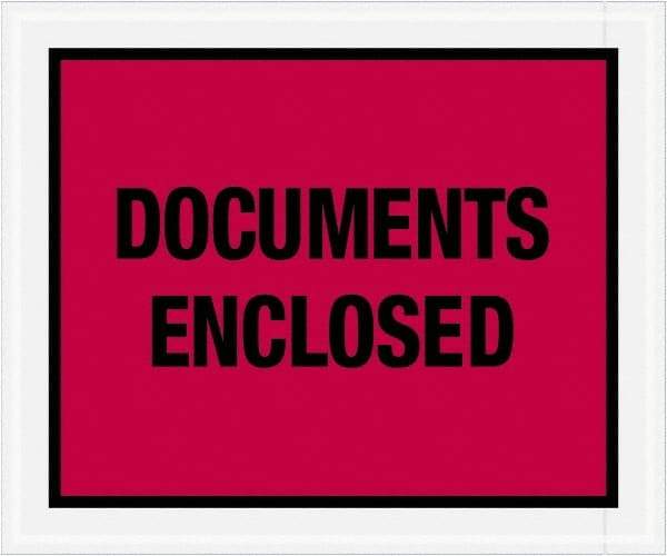 Value Collection - 500 Piece, 10" Long x 12" Wide, Packing List Envelope - Documents Enclosed, Red - Exact Tool & Supply