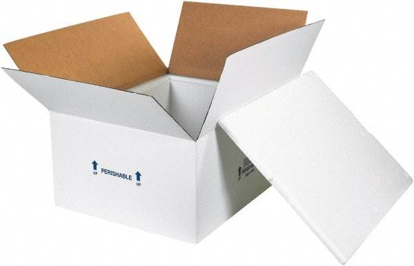 Made in USA - 19-3/4" Wide x 26" Long x 10-1/2" High Rectangle Insulated Box - 1 Wall, White - Exact Tool & Supply