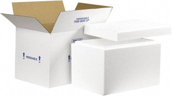 Made in USA - 12" Wide x 19" Long x 12-1/2" High Rectangle Insulated Box - 1 Wall, White - Exact Tool & Supply