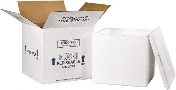 Made in USA - 13" Wide x 13" Long x 12-1/2" High Rectangle Insulated Box - 1 Wall, White - Exact Tool & Supply