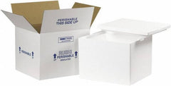 Made in USA - 10" Wide x 12" Long x 9" High Rectangle Insulated Box - 1 Wall, White - Exact Tool & Supply