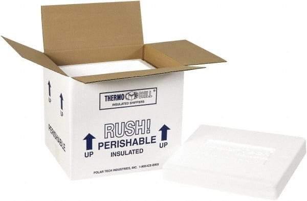 Made in USA - 8-1/4" Wide x 10-1/2" Long x 9-1/4" High Rectangle Insulated Box - 1 Wall, White - Exact Tool & Supply