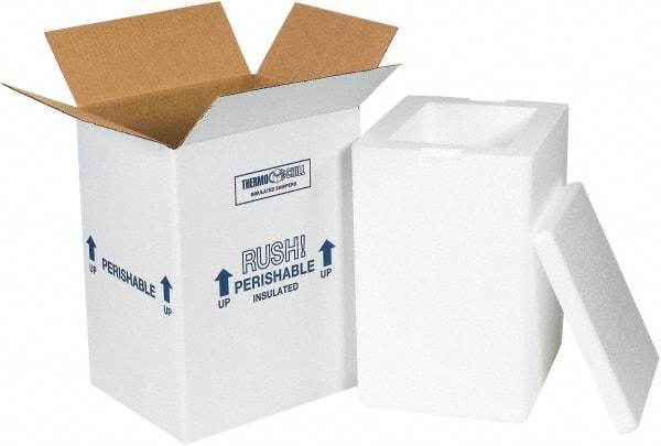 Made in USA - 6" Wide x 8" Long x 12" High Rectangle Insulated Box - 1 Wall, White - Exact Tool & Supply