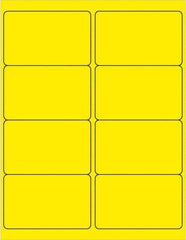 Made in USA - 4" Long, Fluorescent Yellow Paper Laser Label - For Laser Printers - Exact Tool & Supply