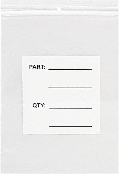 Value Collection - 3 x 4", 4 mil Parts Bag with Hang Holes - Clear - Exact Tool & Supply