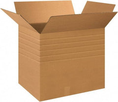 Made in USA - 20" Wide x 28" Long x 24" High Rectangle Multi-Depth Box - 1 Wall, Kraft (Color), 65 Lb Capacity - Exact Tool & Supply