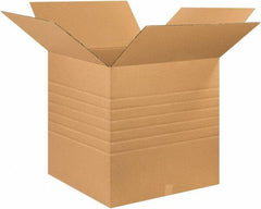 Made in USA - 26" Wide x 26" Long x 26" High Square Multi-Depth Box - 1 Wall, Kraft (Color), 95 Lb Capacity - Exact Tool & Supply
