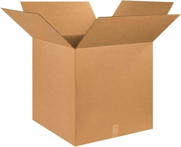 Made in USA - 25" Wide x 25" Long x 25" High Square Corrugated Shipping Box - 1 Wall, Kraft (Color), 65 Lb Capacity - Exact Tool & Supply