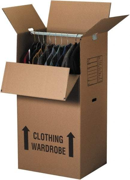 Made in USA - 20" Wide x 24" Long x 34" High Rectangle Moving Boxes - 2 Walls, Kraft (Color), 100 Lb Capacity - Exact Tool & Supply