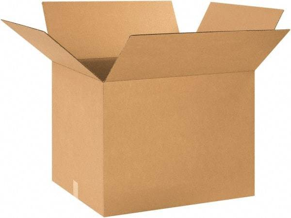 Made in USA - 20" Wide x 24" Long x 18" High Rectangle Corrugated Shipping Box - 1 Wall, Kraft (Color), 65 Lb Capacity - Exact Tool & Supply
