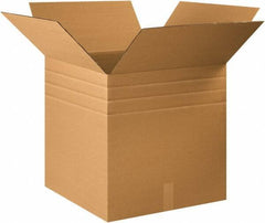 Made in USA - 22" Wide x 22" Long x 22" High Square Multi-Depth Box - 1 Wall, Kraft (Color), 65 Lb Capacity - Exact Tool & Supply