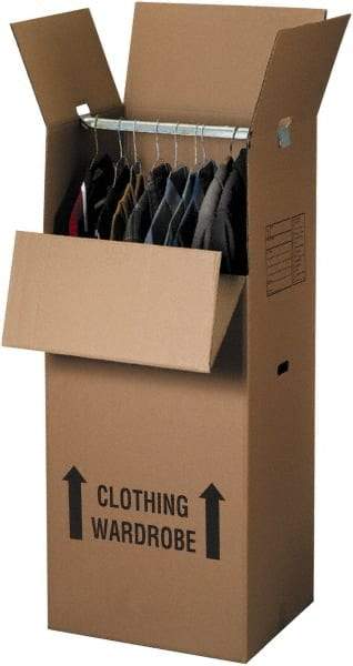 Made in USA - 22" Wide x 24" Long x 60" High Rectangle Moving Boxes - 2 Walls, Kraft (Color), 100 Lb Capacity - Exact Tool & Supply