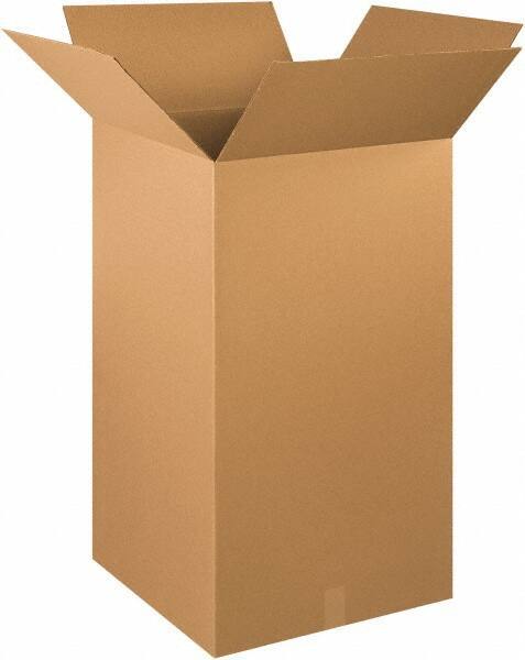 Made in USA - 20" Wide x 20" Long x 40" High Rectangle Corrugated Shipping Box - 1 Wall, Kraft (Color), 65 Lb Capacity - Exact Tool & Supply