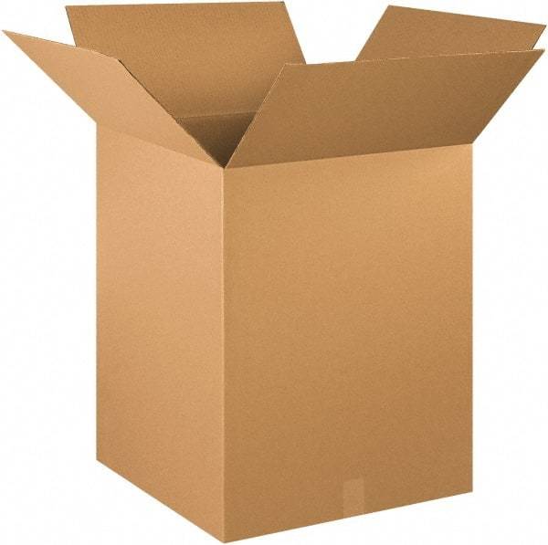 Made in USA - 20" Wide x 20" Long x 26" High Rectangle Corrugated Shipping Box - 1 Wall, Kraft (Color), 65 Lb Capacity - Exact Tool & Supply