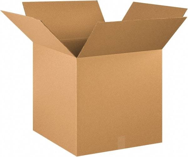 Made in USA - 21" Wide x 21" Long x 21" High Square Corrugated Shipping Box - 1 Wall, Kraft (Color), 65 Lb Capacity - Exact Tool & Supply