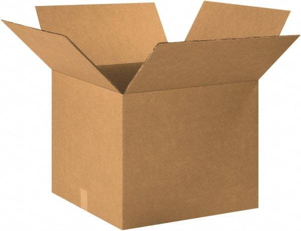 Made in USA - 20" Wide x 20" Long x 16" High Rectangle Heavy Duty Corrugated Box - 2 Walls, Kraft (Color), 100 Lb Capacity - Exact Tool & Supply