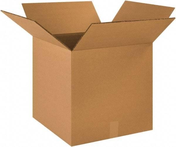 Made in USA - 17" Wide x 17" Long x 17" High Square Heavy Duty Corrugated Box - 2 Walls, Kraft (Color), 100 Lb Capacity - Exact Tool & Supply