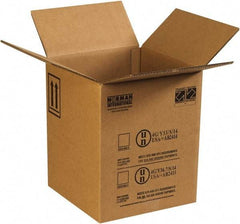 Made in USA - 12-1/2" Wide x 12-1/2" Long x 15-1/8" High Rectangle Corrugated Shipping Box - 2 Walls, Kraft (Color), 100 Lb Capacity - Exact Tool & Supply