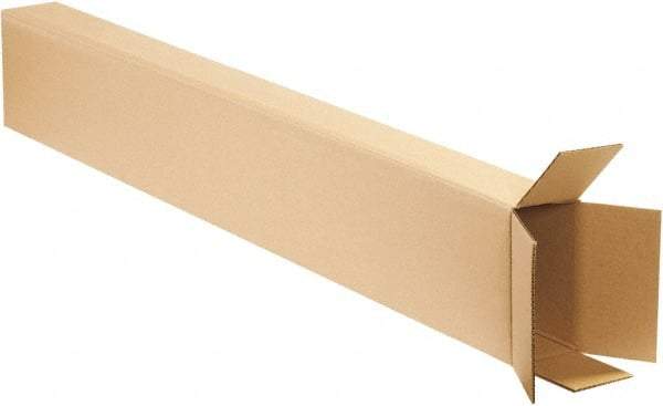 Made in USA - 4" Wide x 8" Long x 52" High Rectangle Corrugated Shipping Box - 1 Wall, Kraft (Color), 65 Lb Capacity - Exact Tool & Supply