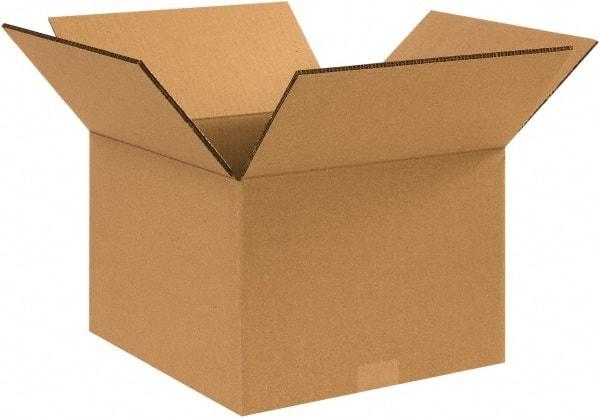 Made in USA - 12" Wide x 14" Long x 10" High Rectangle Heavy Duty Corrugated Box - 2 Walls, Kraft (Color), 100 Lb Capacity - Exact Tool & Supply