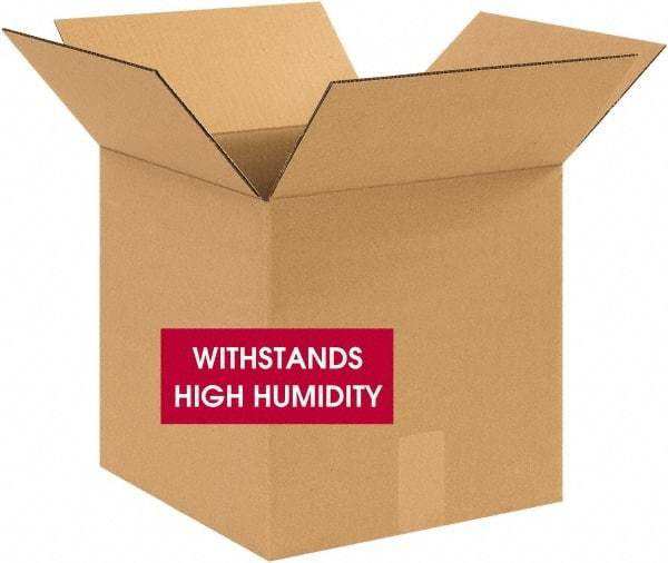 Made in USA - 12" Wide x 12" Long x 12" High Square Corrugated Shipping Box - 1 Wall, Kraft (Color), 120 Lb Capacity - Exact Tool & Supply